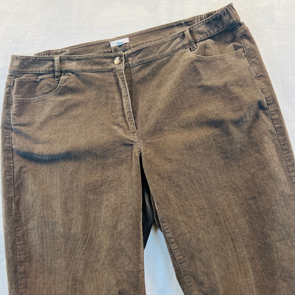 J. Jill Brown Corduroy Straight Leg Pants Womens 18 Stretch Casual 5-Pocket